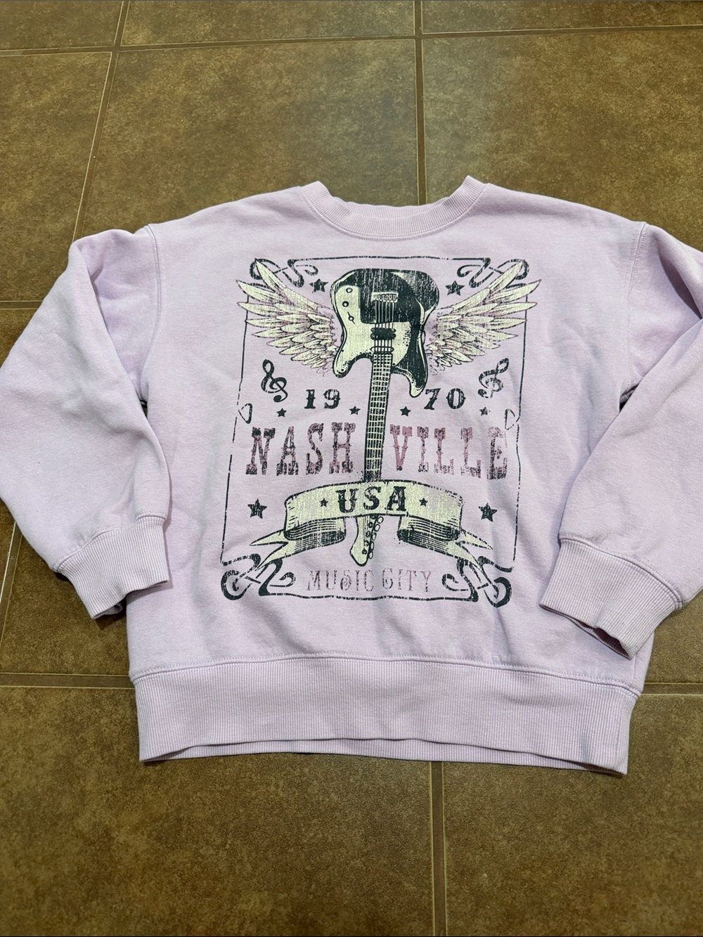 Vintage Graphic Crewneck Sweater - Light Lavender
